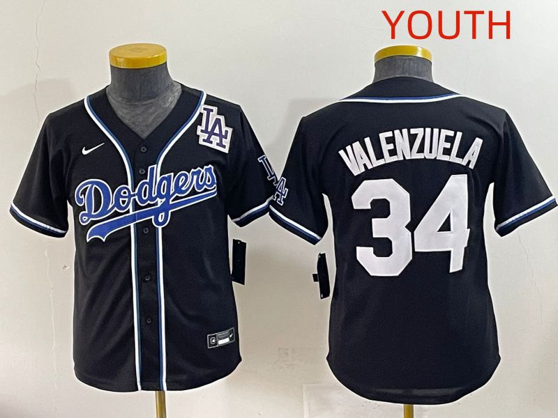 Youth 2025 Los Angeles Dodgers 34 Valenzuela Black Three generations Fashion Nike MLB Jersey style 11